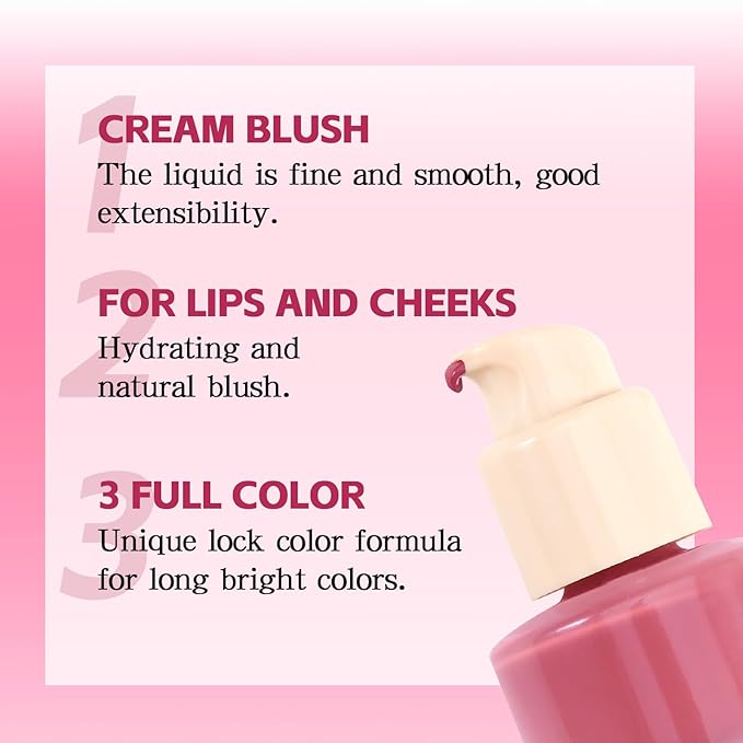 Liquid Blush, Multi-Use Make Up for Cheeks & Lips, High Pigment Matte Blush, Silky Creamy & Blendable Color for Highlighting Contour, Creating a Natural Moisturizing Finish