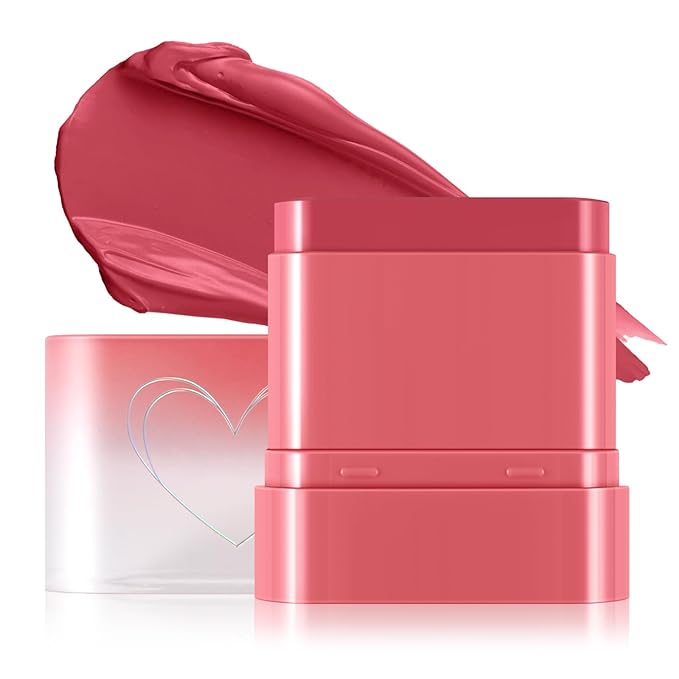 Boobeen Cream Blush for Cheeks, Multi-Use Makeup Blush Stick Waterproof Long Lasting Rouge Stick for Eyes Lips and Cheek, Soft Thin Blush Stick for Flushed and Dewy Look