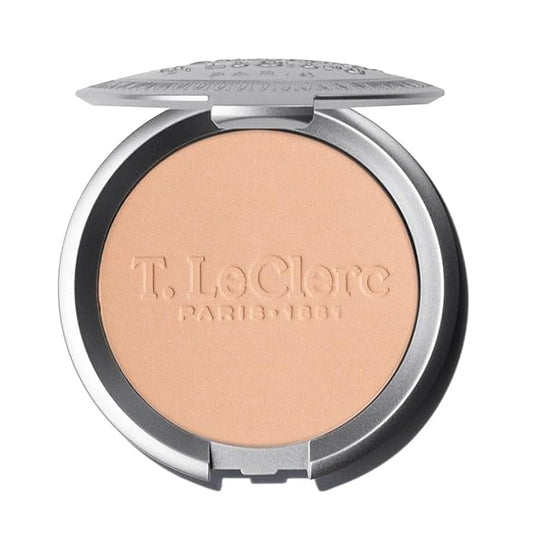 T.LeClerc Rice Compact Powder – Anti-Aging Pressed Powder with Brown Rice Ferment – Long-Lasting Natural Matte Finish – Moisturizing | Non-Comedogenic Face Powder (AMBRÉ, 9G)