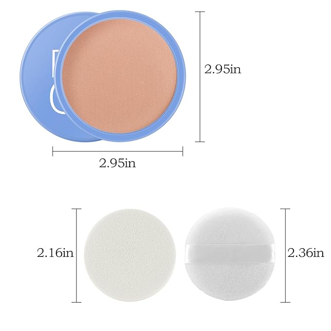 Waterproof Setting Powder, Poreless Pressed Face Powder,Lightweight,Long-Lasting,Oil Control Makeup Powder,Translucent
