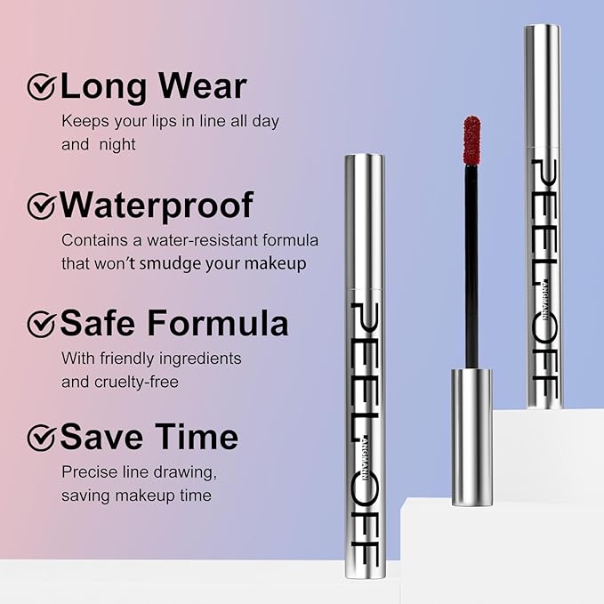 LANGMANNI 2 Colors Long-Lasting Peel Off Lip Liner Set, Waterproof & Smudge-Proof Matte Lip Liners Gift Makeup For Girls (#2+3)