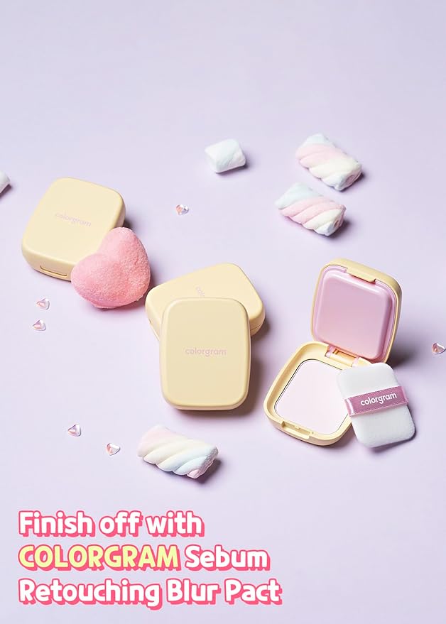 Colorgram Sebum Retouching Blur Pact + Milk Bling Heartlighter 02 Pink Heart Bundle