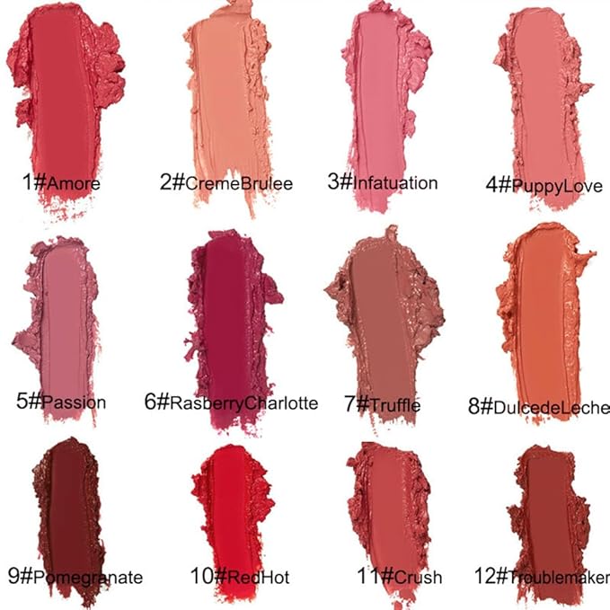 12 Colors Cream Texture Lipstick,Waterproof Creamy Lip Gloss,Non-Stick to Cup Non-Fading Long-Lasting Moisturizing Velvet Liquid,Hydrating Lip Natural Jelly Lipstick(04#,0.2Fl Oz/6ml)