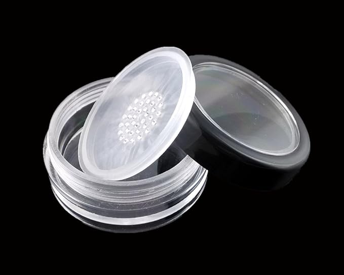 yueton 10pcs Black Edge Open Window 10 Gram Empty Clear Plastic Powder Compact Cosmetic Containers