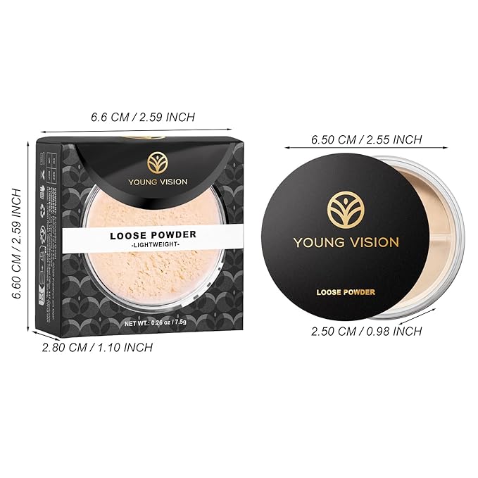 YOUNG VISION Flawless Finish Loose Face Powder - Translucent Setting Powder, Blurs Fine Lines & Imperfections, Lightweight, Long-Lasting, Suitable for All Skin Types, Makeup Essential