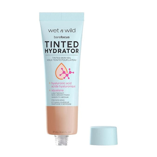 wet n wild Bare Focus Tinted Hydrator Matte Natural Finish, Oil-Free Tinted Face Moisturizer Makeup, Hyaluronic Acid, Squalane, Sheer To Medium Coverage, Tan Medium Deep