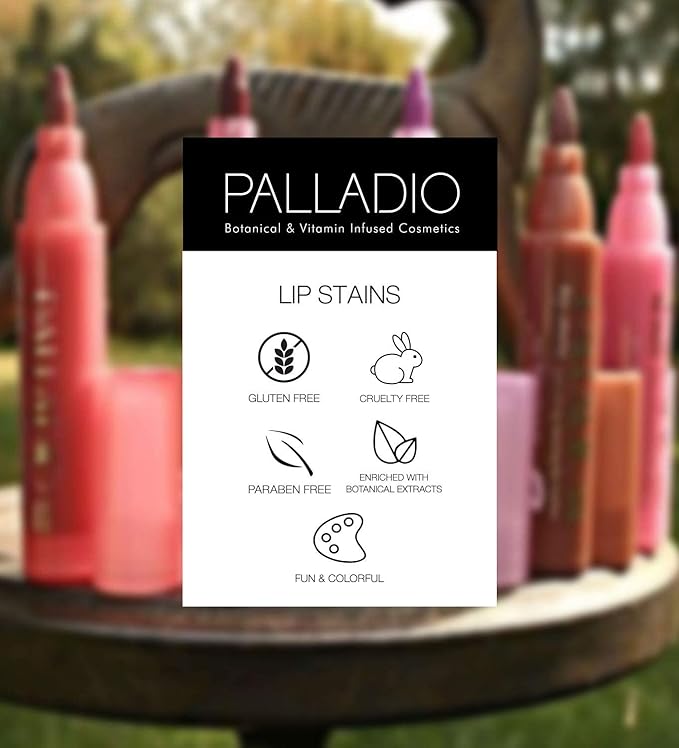 Palladio Lip Stain, Hydrating and Waterproof Formula, Matte Color Look, Long-lasting All Day Wear Lip Color, Smudge Proof Natural Finish, Precise Chisel Tip Marker, Pinky