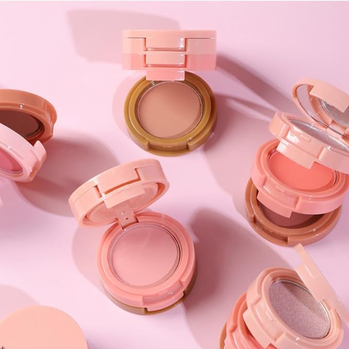 Makeup Eyeshadow Palettes, 3-in-1 Protable Multifunction Blush Highlighter Contour Palettes with 3 Trend Colors for Daily Natural Luster Makeup, Waterproof Long Lasting - 2 Pack #3