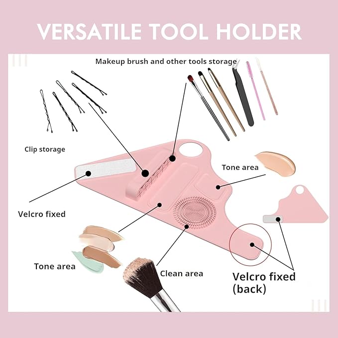 Makeup Palette Silicone Wristband - Mixing Palette Tray Brush Holder for Cosmetic Brushes Eyeshadow Eyeliner - Beauty Tool for Makeup Artists Beauty Salons (Blue)