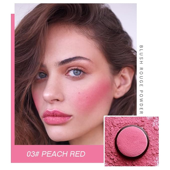 Loose Powder Air Cushion Blush Natural Blusher Bright Shimmer Face for Cheek Highly Pigmented Blush Makeup Easy to Blend Makeup Blushin, All Day Wear(03#)