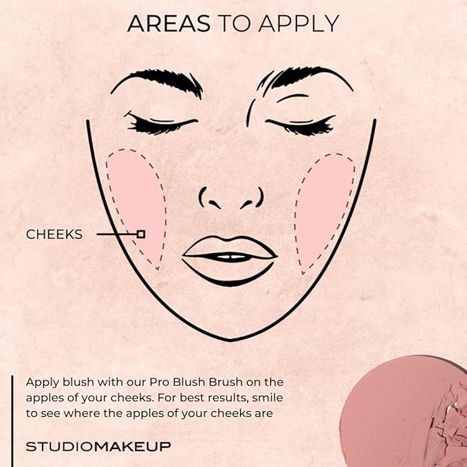 StudioMakeup Blush for Cheeks (Petal) - Easily Blendable Powder Blush for Glass Skin Glow - All Day Wear Makeup Blush with Medium Coverage and Natural Finish - Face Blushes for All Skin Types