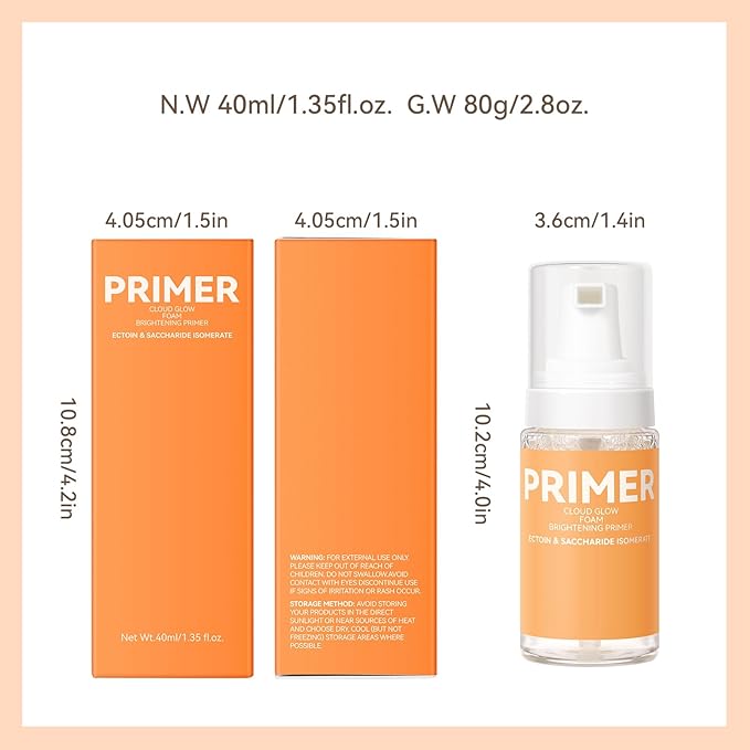 Hydrating Face Prime, Cloud Glow Foam Prime For Flawless, Smooth Skin, Mousse Foam Base, Blur + Pore Minimize+ Fine Lines,Moisturizing & Smoothing Primer With Sodium Hyaluronate