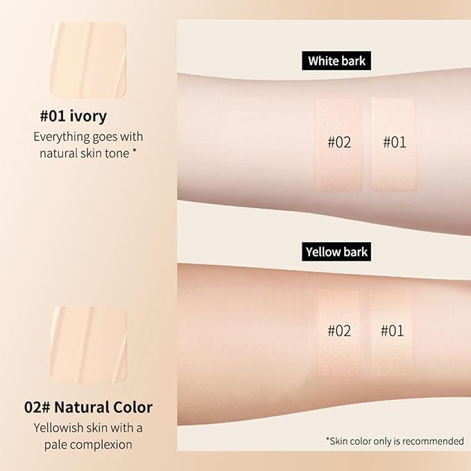 CC Cream with SPF 50+ with Brush, Waterproof Flawless Concealer Full Coverage BB Cream for All Skin Types, Lightweight Powder Foundation Full Coverage, Pre-makeup Primer Refine Skin Texture (Natural)
