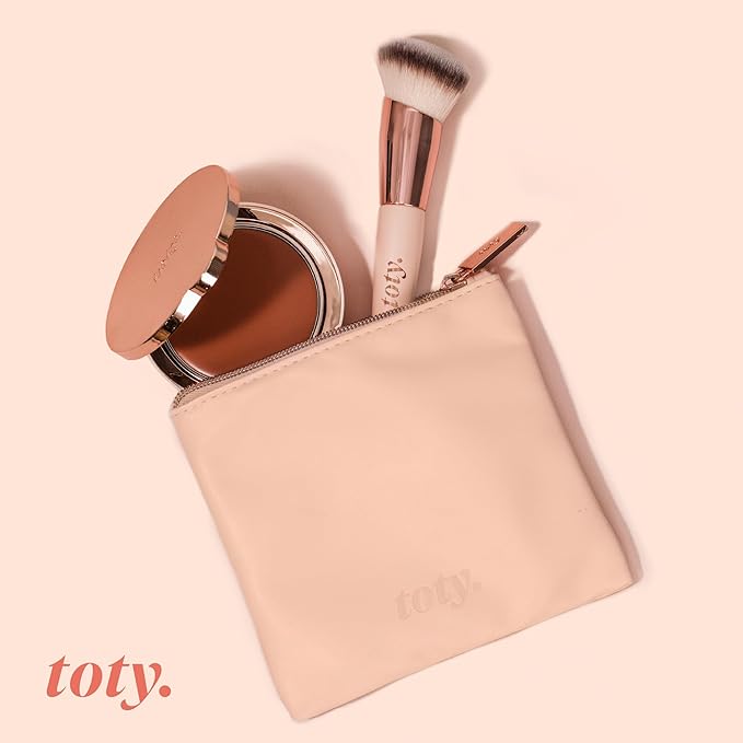 Toty by Sofia Vergara - Ilumina CC Creamy Compact SPF 50+ Rosita Bag Vegan Soft Leather Makeup Bag + Ilumina Brush - CC cream foundation with spf 50 - MAKEUP - 4W Bundle