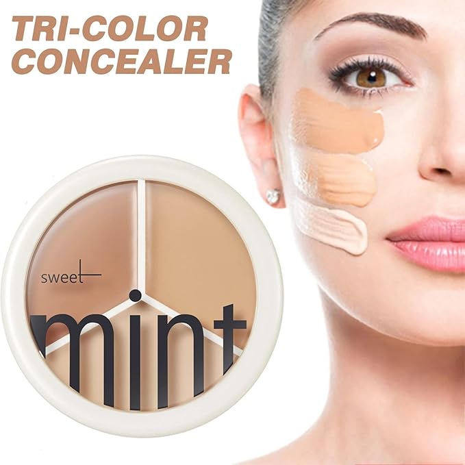 Tri-Color Concealer Make Up Foundation for Dark Skin - Full Coverage Cover Spots Acne Marks Highlight Contours - Waterproof Long Lasting Palette