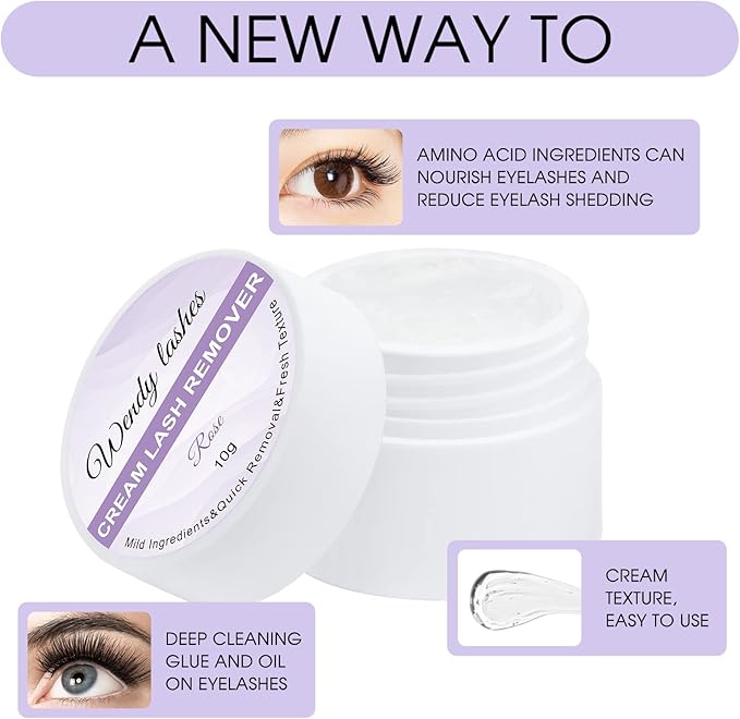 Rose Lash Remover Kit for Lash Extensions Professional Fast Low Irritation Cream Glue-remover 10g Sensitive Skin Dissolution Extension-Remover By WENDY LASHES(Rose,10g)