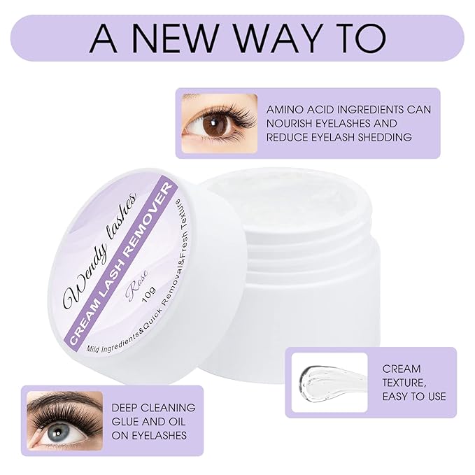 Lash Remover For Lash extensions/Lash Clusters Cream Lash Glue Remover 10g Effectively| Low Irritation for Sensitive Skin Lash Extension Remover Easy Removal of Indicidual Lashes Glue Remover(Rose)