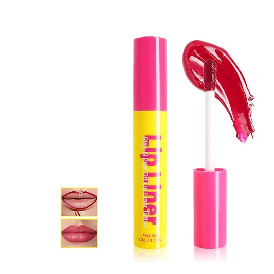 Peel Off Lip Liner Stain, Stay Peel Off Lip Tint Tattoo, Longlasting Moisturizing Lip Liner, Waterproof Nourishing Red Lip with Matte Finish, Create A Charming Vibrant Color, 02 Red