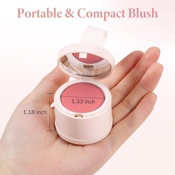 Boobeen Blush Compact for Face, Single Color Blush Powder Face Makeup, Highly Pigmented Matte Baked Makeup Pressed Blush Powder, Natural Blends Easily, with Puff