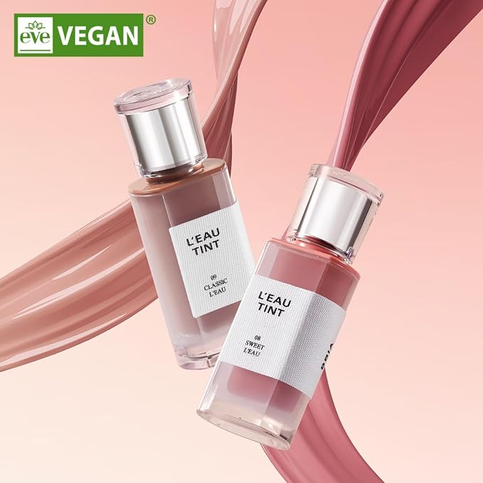 BBIA L’EAU Tint – Glossy & Glow Lip Stain, Watery Lip Tint, Non-Sticky, High Shine Finish, Long-lasting, Moisturizing, Lightweight, Natural, Daily Use, Vegan, Korean Lip Makeup (06 PINK L'EAU)