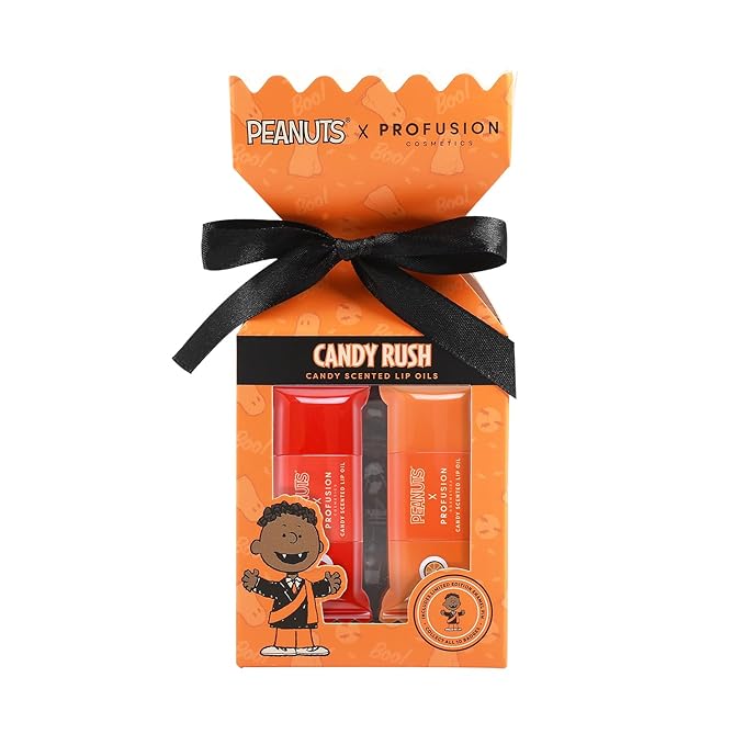 Profusion Cosmetics Peanuts Halloween Candy Crush Lip Oil Set, Nourishing Lip Tint with A High-Shine Finish, Infused With Jojoba Oil and Vitamin E