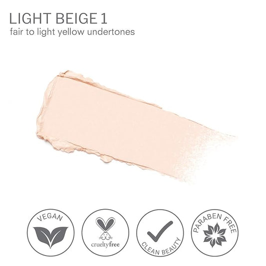 Camera Stick Foundation by True + Luscious - Full Coverage Cream Foundation - Non-Comedogenic & Hydrating Formula - Vegan, Paraben Free, & Cruelty Free - 0.49 oz (Shade 1: Light Beige)