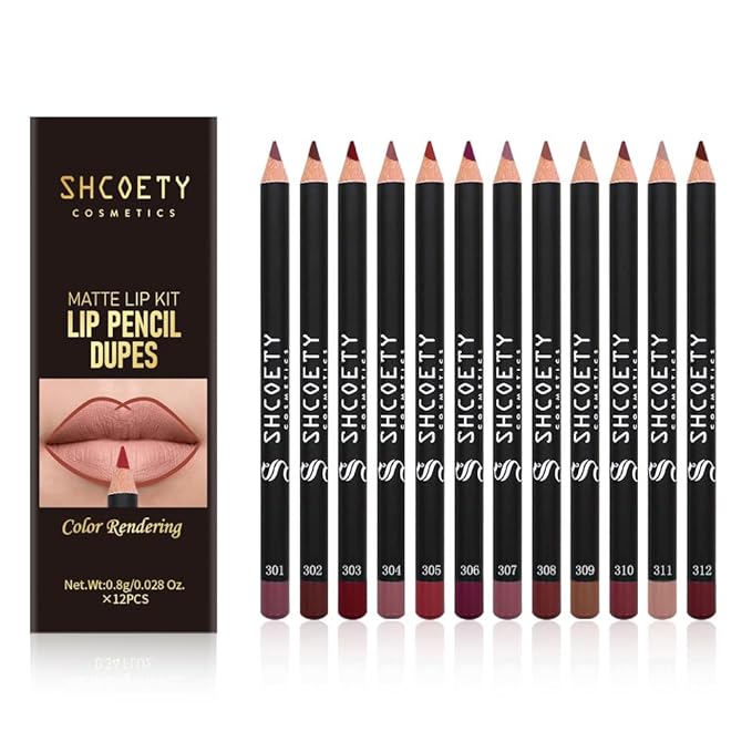 24 pieces lip liner set, matte non-stick cup matte lipstick lip liner set women's lip liner,Valentine's Day gift (SetA, SH012X+N)