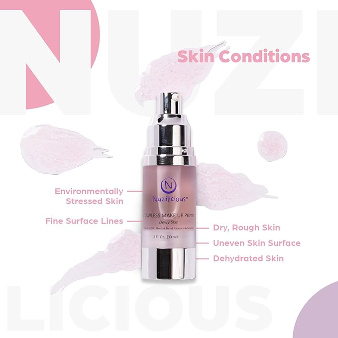 Professional Grade Flawless Makeup Primer – Achieve Dewy Skin & Effortlessly Blend Makeup with Luxurious Plant Oil Blend, Ceramide & Seaweed Extracts, Vegan & Cruelty-Free, 1 oz