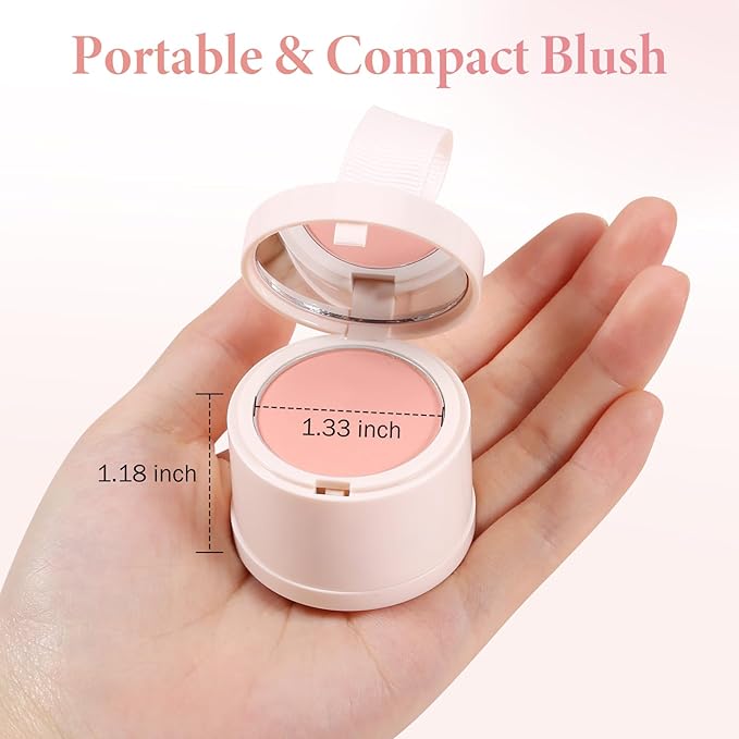 Boobeen Blush Compact for Face, Single Color Blush Powder Face Makeup, Highly Pigmented Matte Baked Makeup Pressed Blush Powder, Natural Blends Easily, with Puff