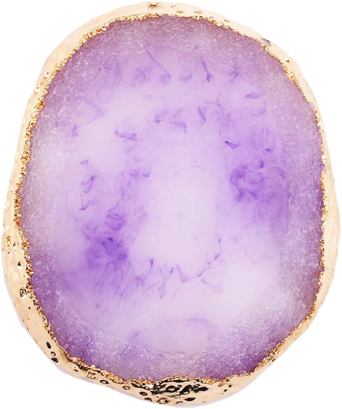 JASSINS Resin Nail Art Palette,Nail Art Painting Mixed Color Palette Gold Edge Nail Gel Color Makeup Display Board (Purple)