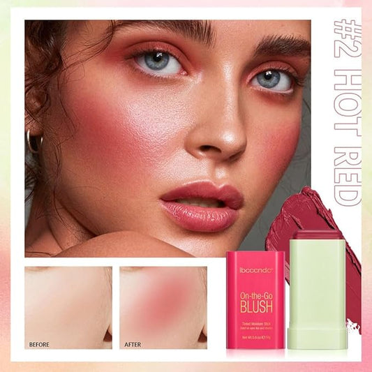 Blush Stick for Cheeks and Lips, On-the-Go Blush, Hydrating Solid Cheek Tint, Makeup Stick for Beautiful and Natural Shades, Tinted Moisture Stick Ued on Eyes Lips and Cheeks