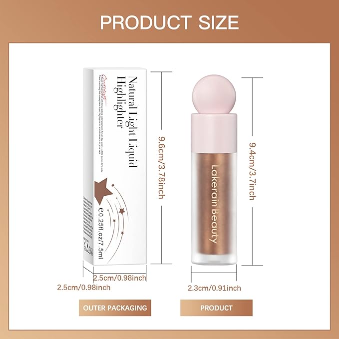Liquid Highlighter, Shimmer Face Body Highlighter Wand,Waterproof and Long-lasting Cream Smooth Highlighter Illuminator, Silky Natural Glow Makeup Stick for Body, 04#CANDLELIGHT