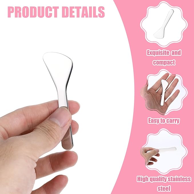 simarro 4-Piece Makeup Scraper Set, Mini Metal Makeup Scraper, Beauty Reusable Skin Care Spoon, Facial Beauty Accessories for Mixing and Sampling Botanical Masks, Skin Creams, Eye Creams, Serums