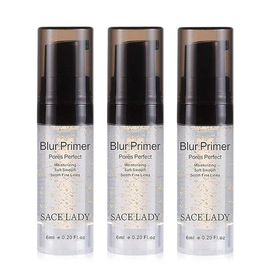 Poreless Face Primer 3pcs & Shimmer Highlighter Makeup Glow Illuminator 3pcs, Ultra-smooth Soft Lightweight Pore Minimizer and Liquid Highlighter Face Cosmetic Set