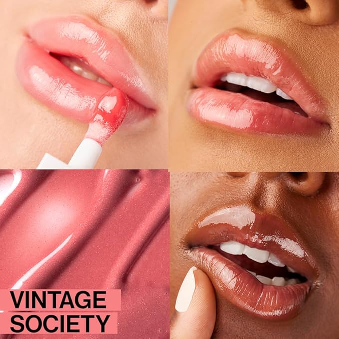 wet n wild Lip Oil - Lightweight, Non-Sticky, Hydrating & Nourishing Formula with Marula & Jojoba Oils, Vegan & Cruelty-Free - Vintage Society (Pack of 2)