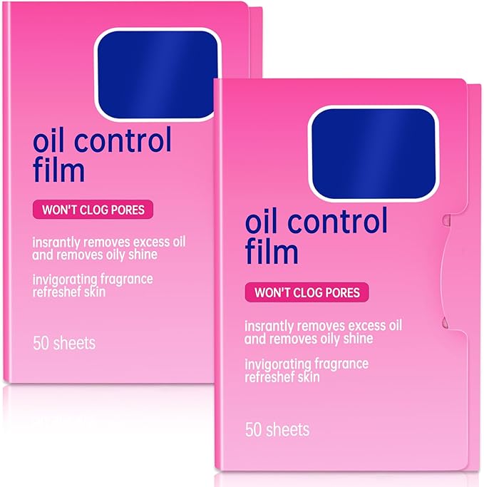 2 Packs Oil Blotting Sheets for Face (100 Sheets) - Oil Absorbing Blotting Papers for Oily Skin, Makeup-Friendly & Portable Oil Wipes