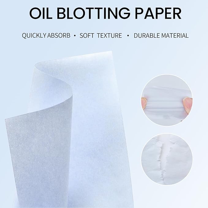 Erinde Oil Blotting Sheets for Face with Mirror and Puff, 300 Sheets Oil Blotting Paper for Oily Skin, Face Oil Absorbing Sheets, Natural Oil Control Film, Absorb Excess Oil, Makeup Friendly