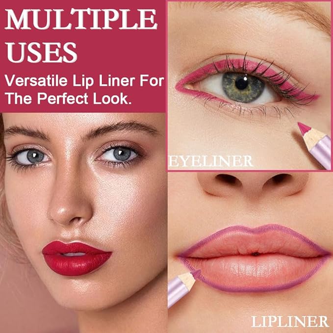 12 Pcs Natural Nude Brown Beige Colors Lip Liner Lipstick Pencils Set for Daily Makeup,Easy to Apply & Remove,Waterproof (set12)