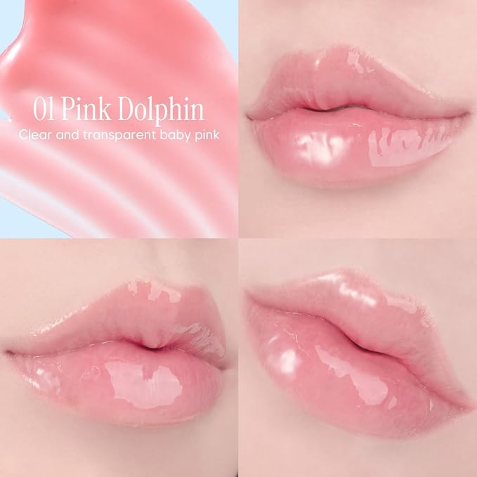Pudding Glow Korean Lip Tint (05 PINK LAMP) + Crystal Dewy Lip Gloss (01 PINK DOLPHIN) | K-Beauty Lip Duo | Long-Lasting & Glossy | Everyday Lip Combo | Lip Glow Set