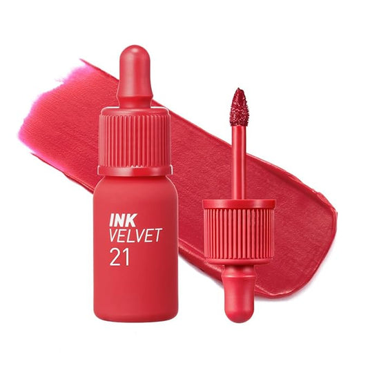 Peripera Ink the Velvet Lip Tint - High Pigment Color, Longwear, Weightless, Not Animal Tested, Gluten-Free, Paraben-Free (021 VITALITY CORAL RED (NEW))
