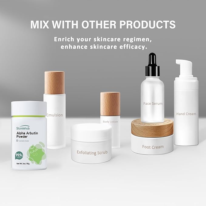 Alpha Arbutin Powder, 3OZ / 85g, 99.9% Purity, Cosmetic Grade, Alpha Arbutin Powder for Homemade Cosmetics
