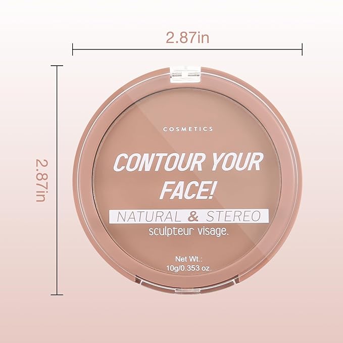 Boobeen 2 Packs Matte Finishing Pressed Powder Contour Palette, Waterproof and Oil-Control Face Contour Bronzer Powder, Non-Caking Natural and Long-Lasting Baked Setting Bronzer Makeup, 5 Colours