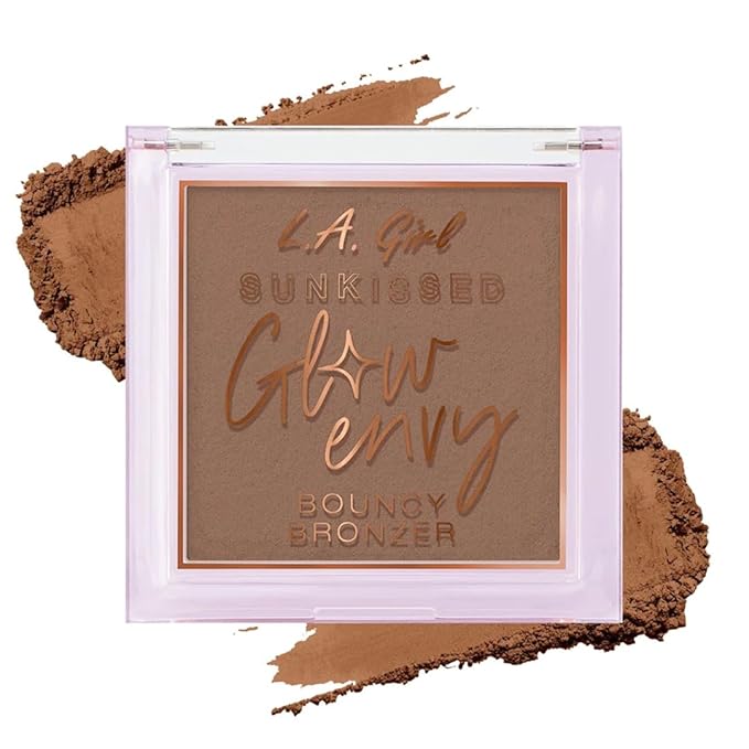 L.A. GIRL Glow Envy Bouncy Bronzer for Women, Sunkissed Glow Bronzer for Makeup with Goodness of Jojoba Oil, Squalene, & Vitamin E, Long-Wearing, Natural, Airbrushed Finish Bronzer (Pack of 1