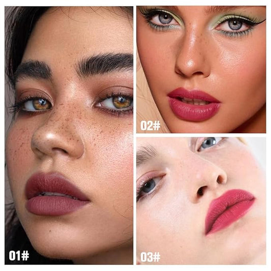 evpct 3Pcs Peel Off Lip Stain Tints, Maroon Red Mauve Matte Liquid Lipstick Lip Stain Long Lasting Waterproof for Women, Non-stick Cup Lipstick Peel Off Highly Pigmented Not Faded Smudge-proof Liptint