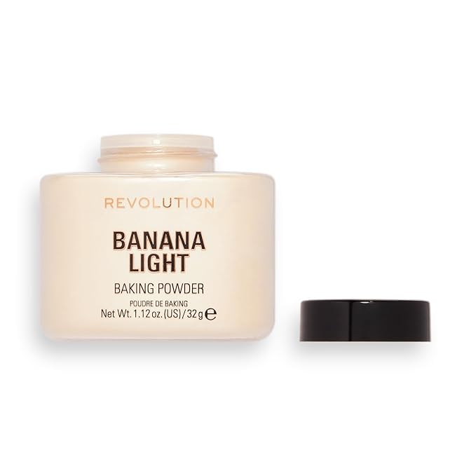 Revolution, Loose Baking Powder, Makeup Setting Powder, Long Lasting Coverage, Mattifies & Reduces Shine, Banana Light, 1.13 oz