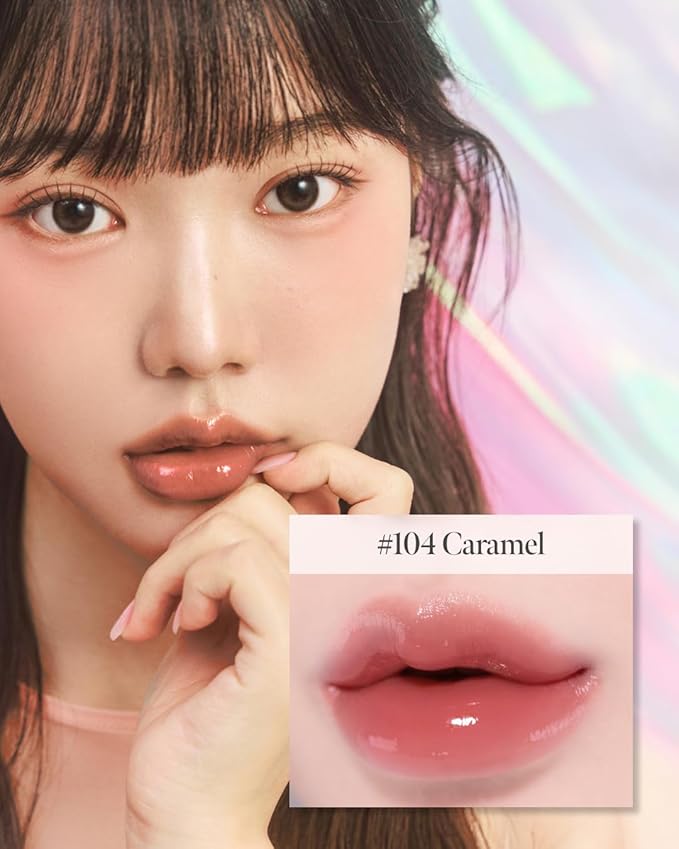 CORLAHAZE Glow Lock Jelly Tint 104 Caramel 4g, Hydrating Jelly Glow Lip Stain, High-Shine, Long-Lasting Color Moisturizing Lip Enhancer with Rosehip Oil, Collectible Lock-Shaped Design, Korean Makeup