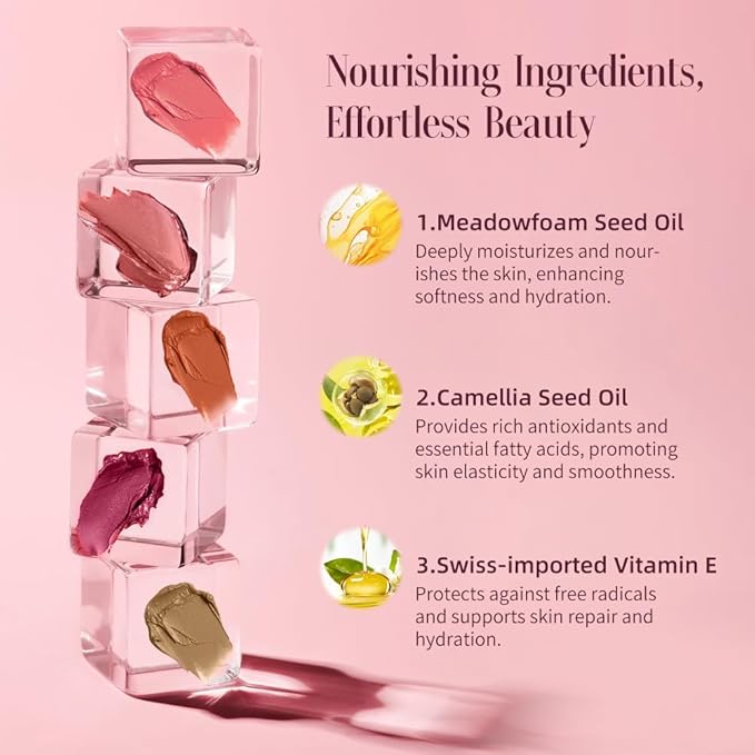 Unidollss Multi-Use Makeup Cream Blush Stick,Dual-Ended Eyebrow Stamp Stencil Kit and Tubing Mascara Volume and Length Black Upgrade