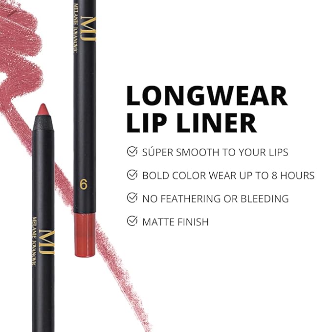 Lip Liner | Soft and Creamy | Moisturizing and Nourishing | Long lasting make up | 6 Beautiful Shades | Mela Beauty Studio Professional Makeup (6)