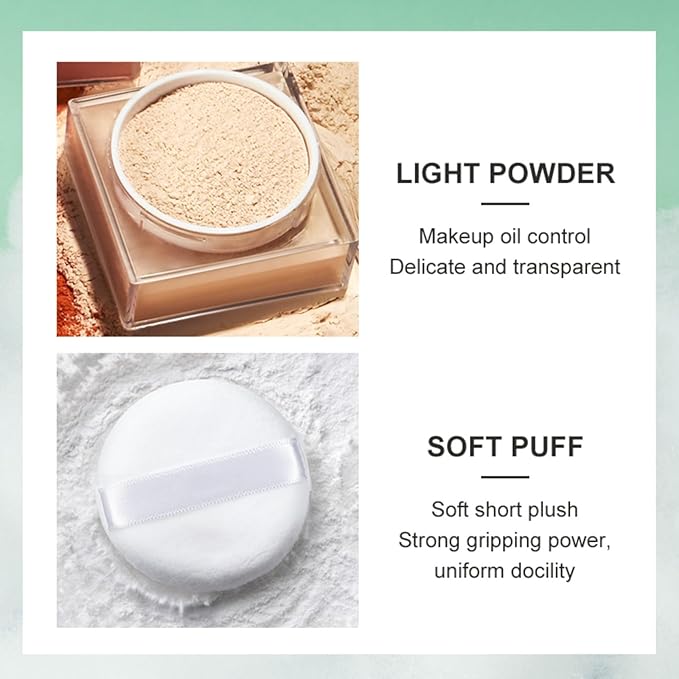 MAEPEOR Setting Powder 8 Colors Smooth and Lightweight Matte Face Powder for Brightening and Setting Makeup with Face Puff (1.76 oz, P06 Soft Pink)