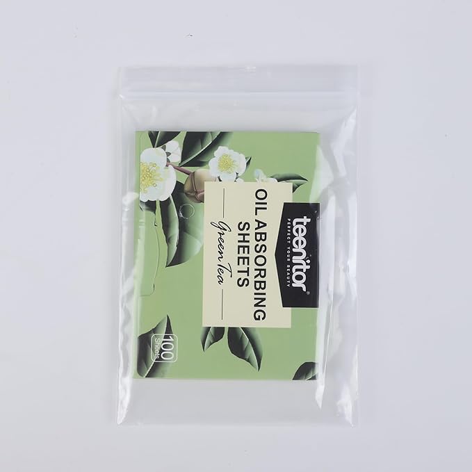 Teenitor Oil Blotting Sheets for Face, 100 Sheets Green Tea Oil Absorbing Tissues Paper, Large 10cmx7cm Oil Blotters